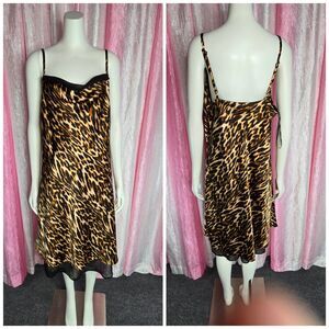 Forever 21 Leopard Print Satin Lined Adjustable Strap Slip Dress Size 1X Plus